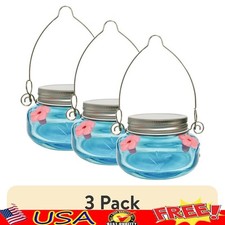 Hanging Glass Mason Jar Hummingbird Feeder Easy Clean Leakproof Outdoor Garden