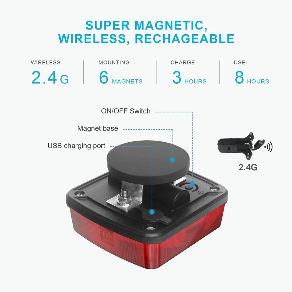 Durable Magnetic Wireless Trailer Lights - Rechargeable LED, Shockproof Design - Image 4 of 4