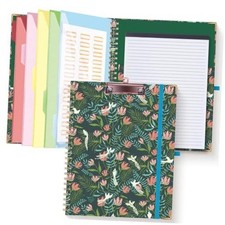 Clipboard Folio with Refillable Notepad for Letter Size 11" x Flower Bird