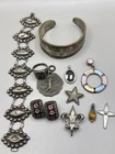 Antique Sterling Silver 925 Jewelry Lot Wearable Bracelet Pendant Ring Cuff 90g