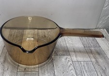Vintage Vision Corning Ware Amber 1L Saucepan Pot USA Pour Spout No Lid