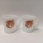 Vintage Fire King Esso Exxon Mobil Tiger in Your Tank Milk Glass Lot Of 2