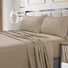Soft 6PC Sheet Set  4PCSheet Set Egyptian Cotton Solid -Beige All size 1000 TC