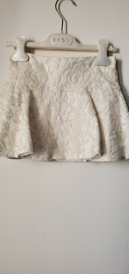 Authentic Elsy Italian Company Baby  Skirt ADJUSTABLE WAIST  white/gold  size 6Y