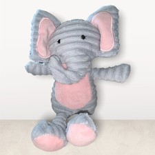Chick Pea Gray Elephant Ribbed Soft Plush Pink Ears Feet 10" Lovey Stuffed Toy