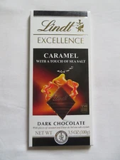 (1) Lindt Excellence Caramel A Touch Of Sea Salt Dark Chocolate Bar 3.5 Oz !