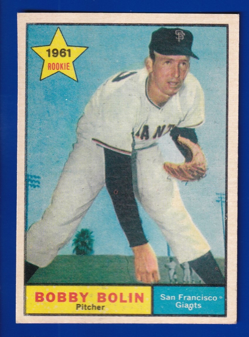 BOBBY BOLIN ROOKIE giants 1961 TOPPS #449 VG-EX+ NO CREASES