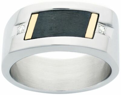 Dolan Bullock Rome Stainless Stl  18k gold w/diamond ring nrg13037 msrp $380