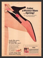 Lady Esquire Instant Shoe Coloring 1960s Print Advertisement Ad 1965