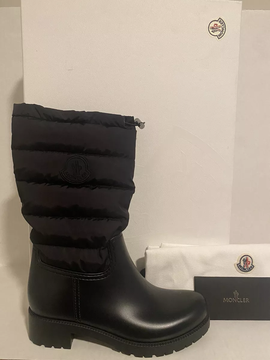 NIB MONCLER Ginette Tall Waterproof Rain Boot Black Women s Sz 36 EU 6 US