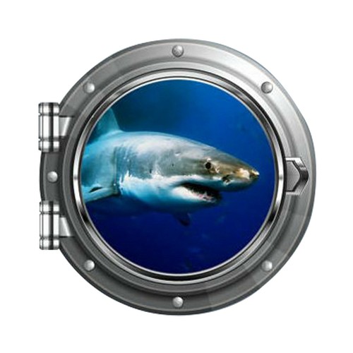 MySticky Marine Animals 3D Decal Round Porthole Removable Vinyl Peel & Stick - Afbeelding 18 van 29