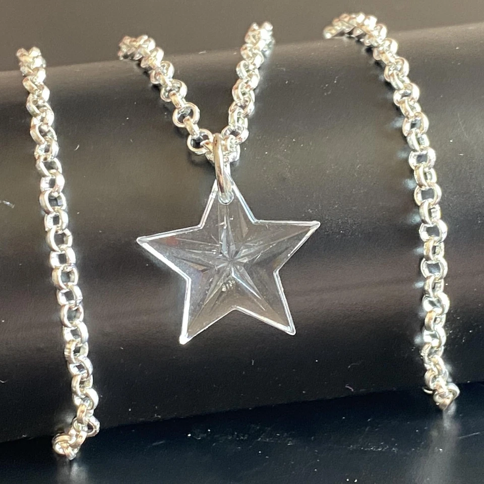 Collana Swarovski da donna con ciondolo stella catenina girocollo lunga 45 cm - Immagine 4 di 4