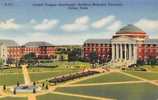 Central Campus Southern Methodist University Dallas Texas linen postcard