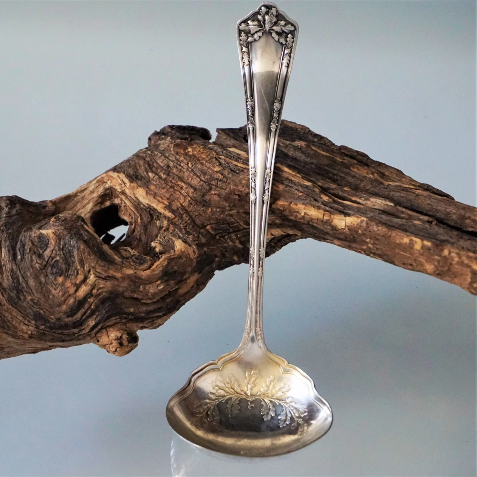 Antique Silver Plate WM Rogers Son Fair Oak Pattern Gravy Ladle Spoon Pat Pend