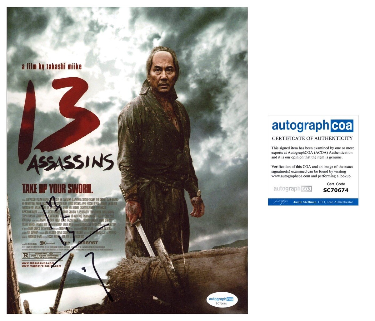 Koji Yakusho '13 Assassins' Signed 8x10 Photo 'Shinzaemon