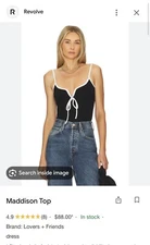 Lovers + Friends Maddison Contrast Trim Top With Bow Detail Size Small