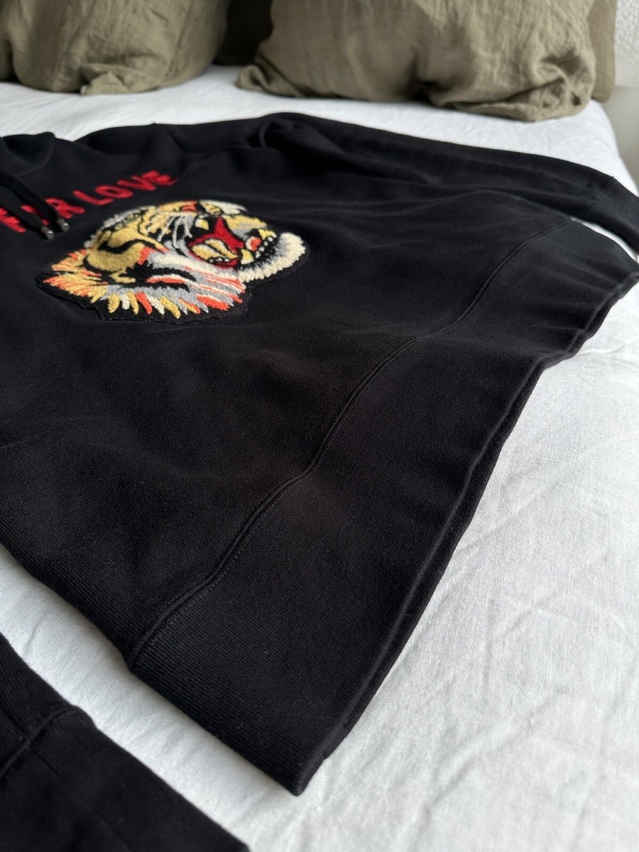 Gucci Hoodie Embroidered Tiger Blind For Love Size XL Black