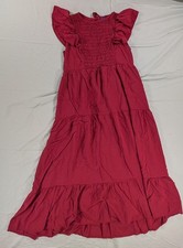 OLD NAVY Red Knit Tiered Midi Dress Short Sleeve Soft Casual Size Large