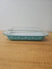 Vintage Pyrex Snowflake Space Saver Casserole dish 548b w/lid 1 1/4 QT Turquoise