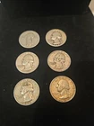 Lot Of 6 90% Silver Quarters, 1 Standing Liberty 5 Washington USA Coins Pre 1965