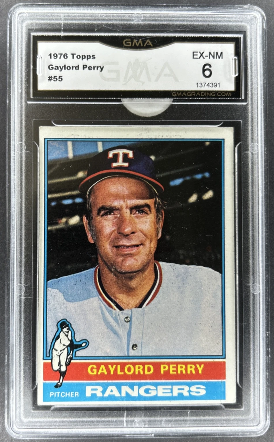 1976 Topps - Gaylord Perry #55 - Texas Rangers - GMA 6 EX-NM