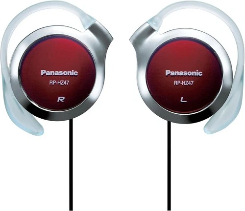 Panasonic RP-HZ47 Red Clip-On Stereo Headphones - Ultra Slim 9.9mm Design
