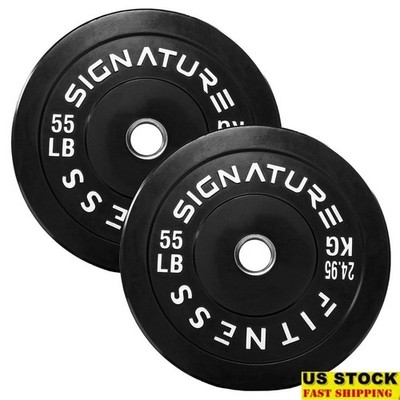 55LB Bumper Plates Pair Virgin Rubber Olympic Heavy Duty Gym
