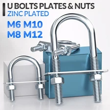 U Bolts Plates & Nuts M6 M8 M10 M12 Zinc Plated Bracket For Car Farm Trailers