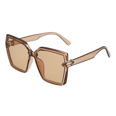 Damen Sonnenbrille eckig oversize, Gläser hellbraun