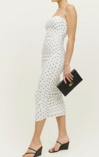 Reformation Midi Dress Polka Dot Strapless  Slip On Dress Women Sz.M Sexy Party
