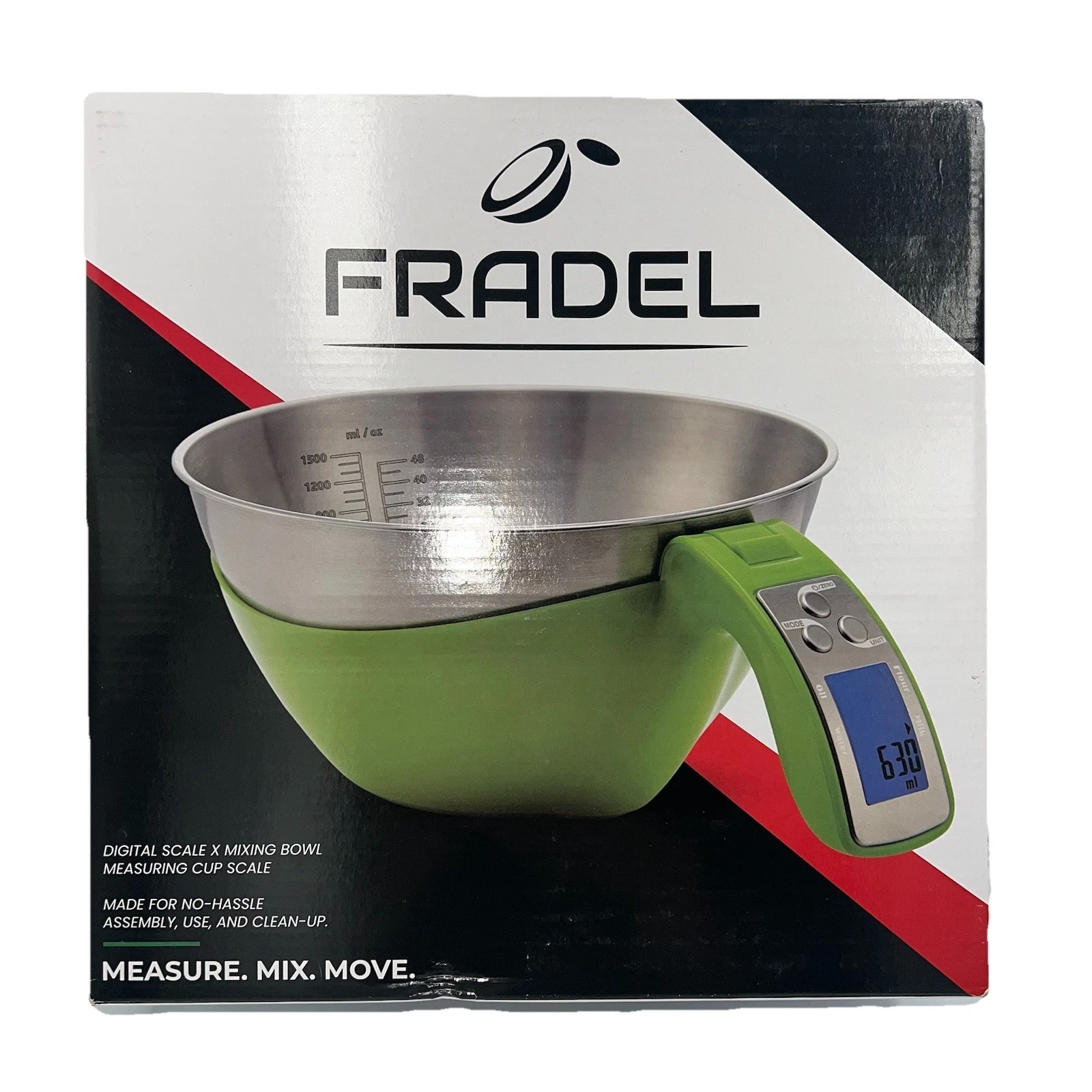 Fradel All-In-One Digital Kitchen Scale & Green Mixing Bowl Model EK6550H NIB