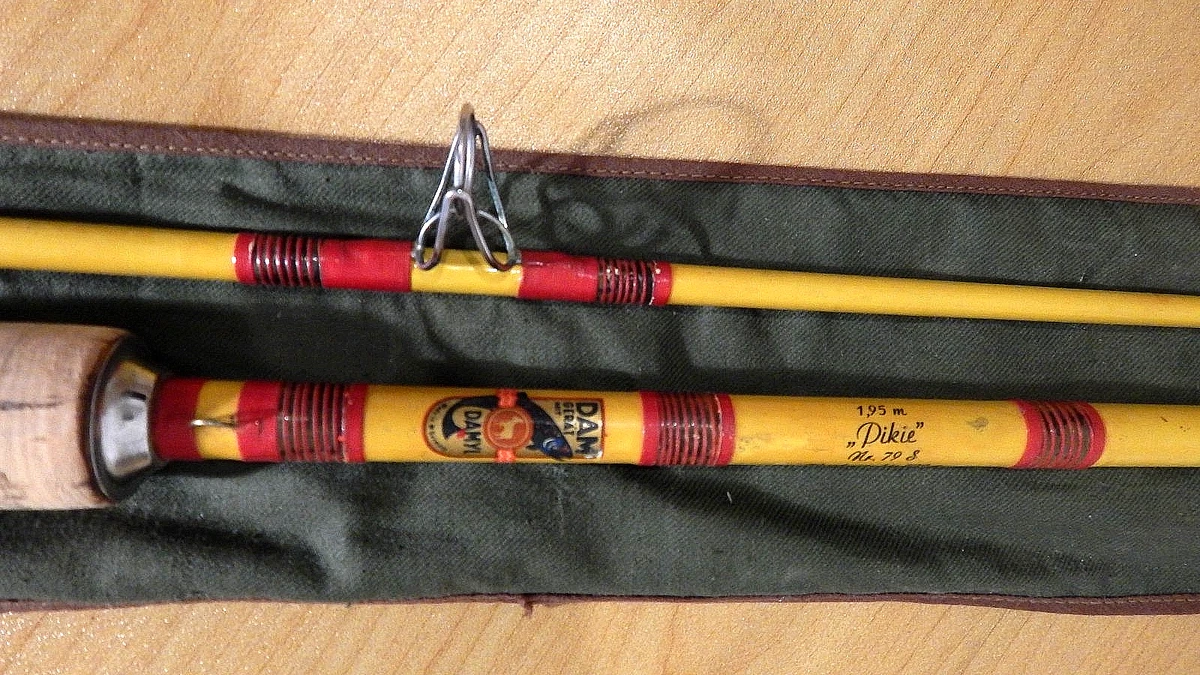 Vintage años 60 DAM Gerat Damyl PIKIE Nr.79 S vendido varilla giratoria de vidrio (195 cm/480 g)