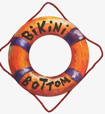 Pool sign wood life preserver spongebob beach house decor Wall Art New 15” X 15”