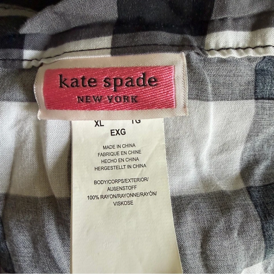 Saia pareo Kate Spade xadrez preto e branco estampa de gingham 41058 - Imagem 3 de 4