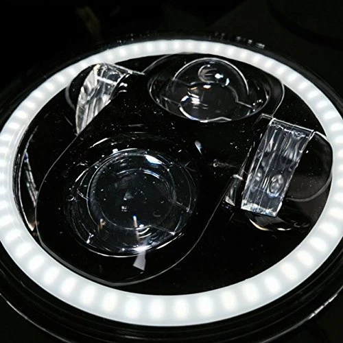 Eagle Lights 5 3/4" Faro LED Negro con Anillo Halo Harley Sportster Dyna Foto 4 de 4