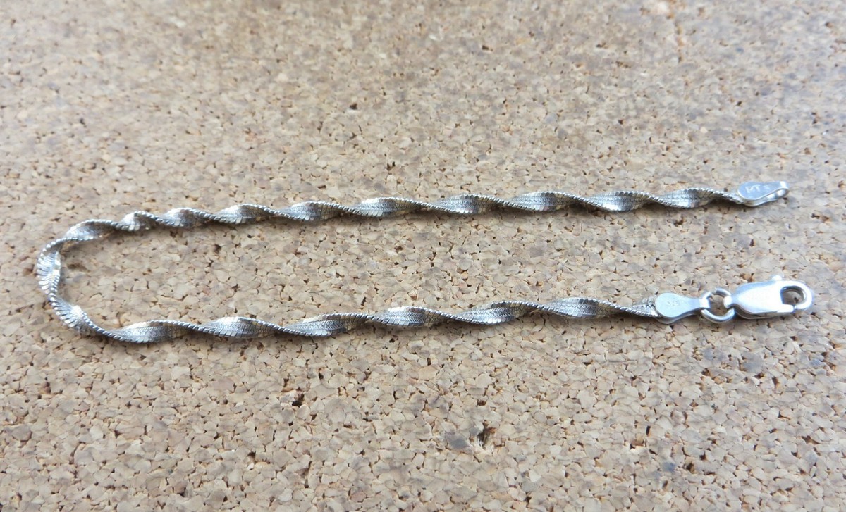 Vintage Sterling Silver 925 Twisted Herringbone Chain