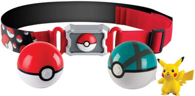 NWT  Pokemon Clip & Carry Belt Figure - Pikachu + Net Ball + Poke Ball - A13-1