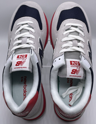 New Balance Mens 574 Classic Grey Red ML574MUB Size 8.5 D 
