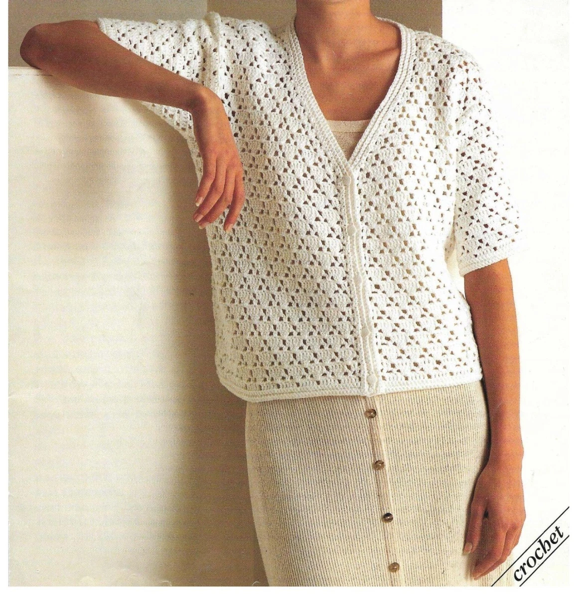 Short sleeve crochet clearance cardigan
