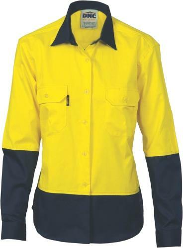 20 x DNC Workwear Ladies Hi Vis 2 Tone Cool Cotton Shirt L/S Work Tradie 3940 - Picture 3 of 3
