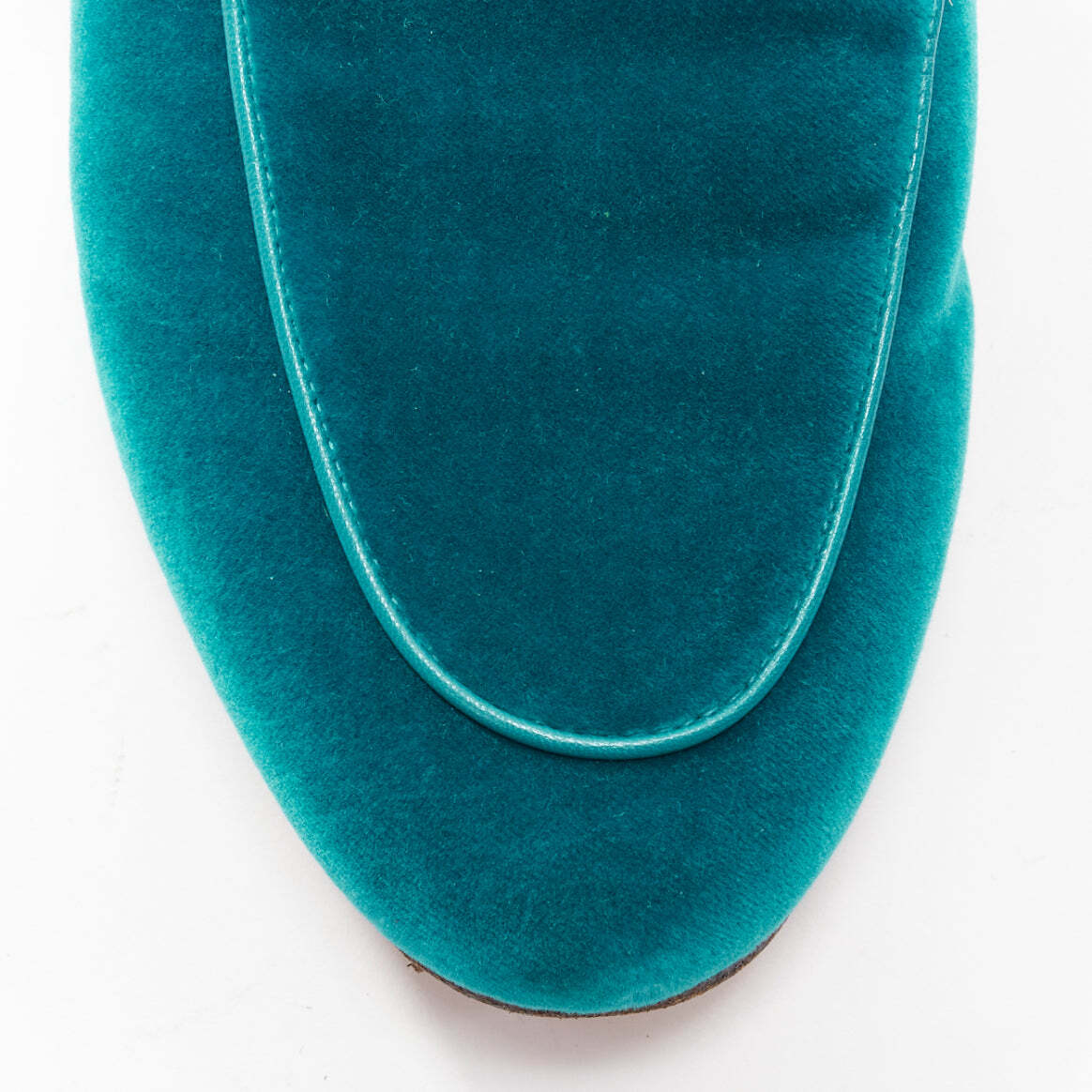 GUCCI Princetown green velvet horse bit buckle fur lined GUCCI Princetown green velvet horse bit buckle fur lined