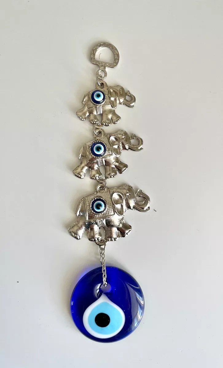 Turkish Evil Eye Elephants Wall Hanging with Glass Evil Eye Luck Home Decor