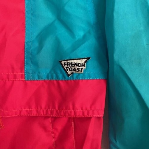 Vintage French Toast Red Teal Black Hooded Zip Up Windbreaker Colorblock Size 6 - Picture 4 of 5
