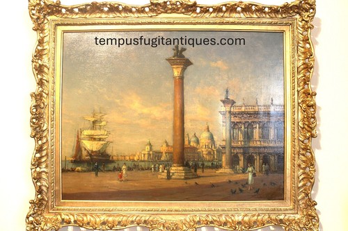 Antoine Bouvard snr original signiert Öl auf Leinwand Gemälde Venedig Markusplatz