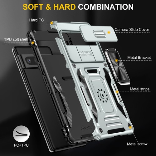 Funda con soporte de anillo a prueba de golpes para Google Pixel 8 7A 7 Pro + Protector de pantalla - Imagen 26 de 61