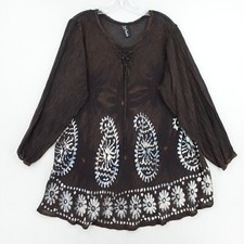 Sacred Threads Tunic Top One Size Brown Paisl...