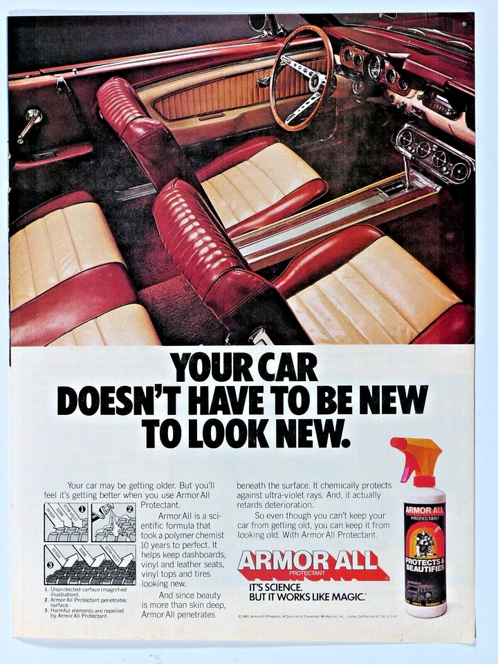 1966 Mustang Emberglo Pony Interior Vintage 1981 Armor All Original Print Ad - Image 2 of 4