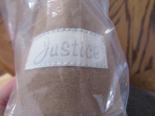 Justice Tan Kids 6Y Boots Shaft 11" Tall Faux Sheepskin Slip On Boots CUTE NIB - Picture 10 of 12