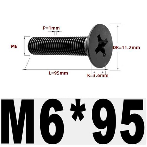 Black 304 Stainless Steel Cross Countersunk Head Screws Flat Head Long Screws - Picture 164 of 202