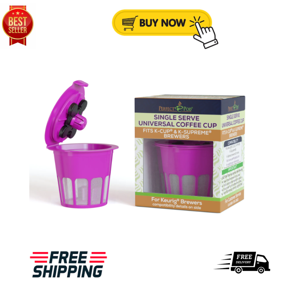 New Perfect Pod Single Serve Universal Reusable Coffee Filter Cup, Multistream